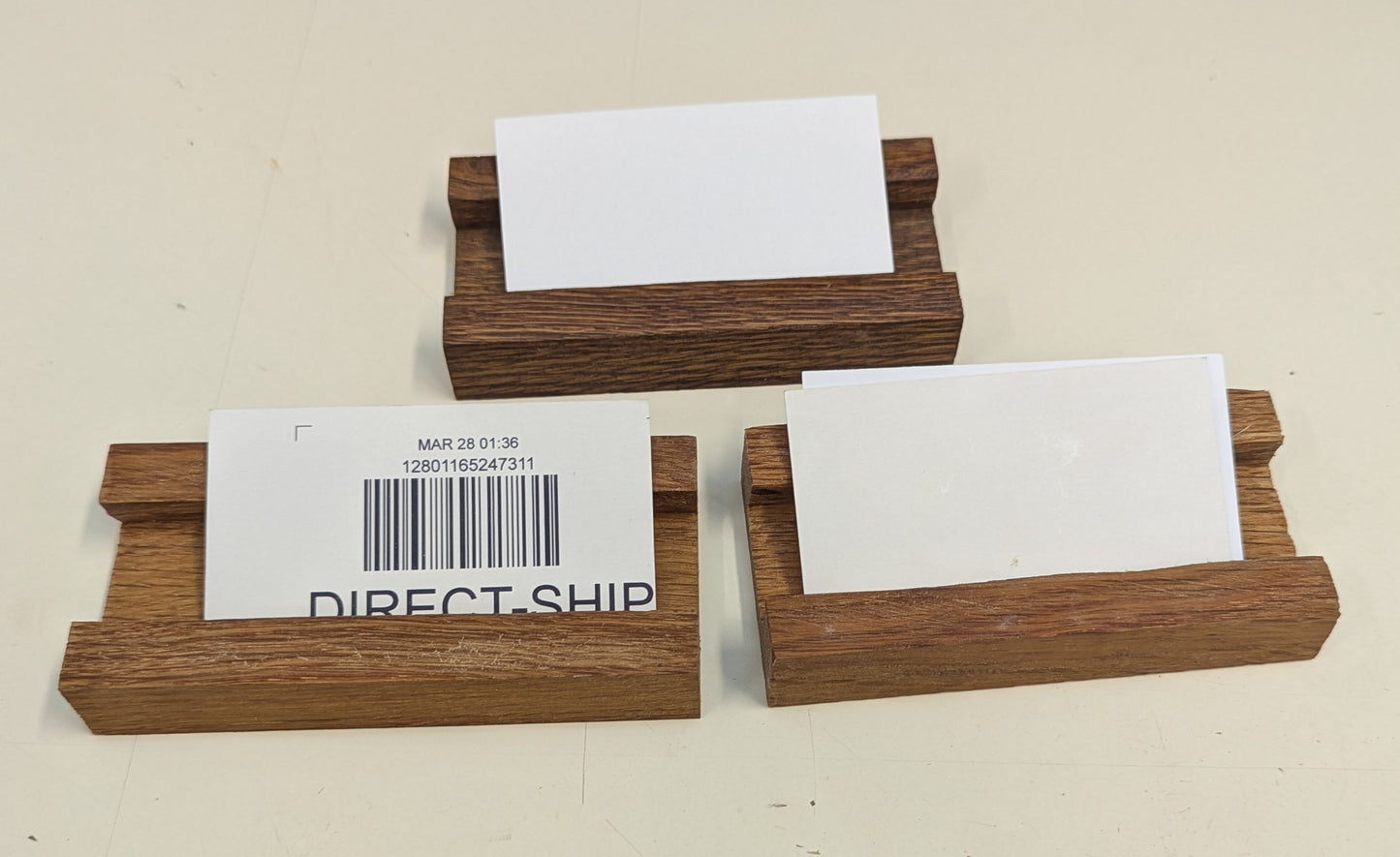 large wood business card holder