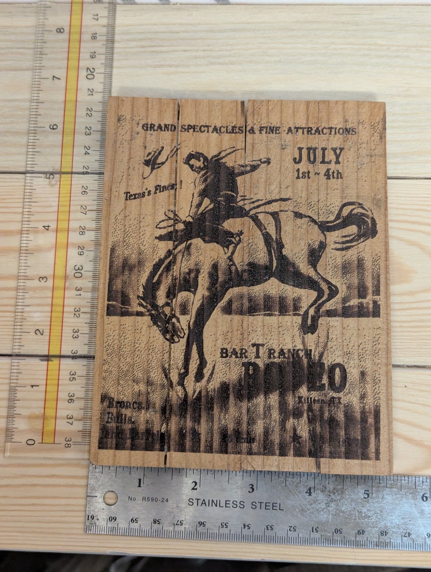 Wood burning brunc riding western