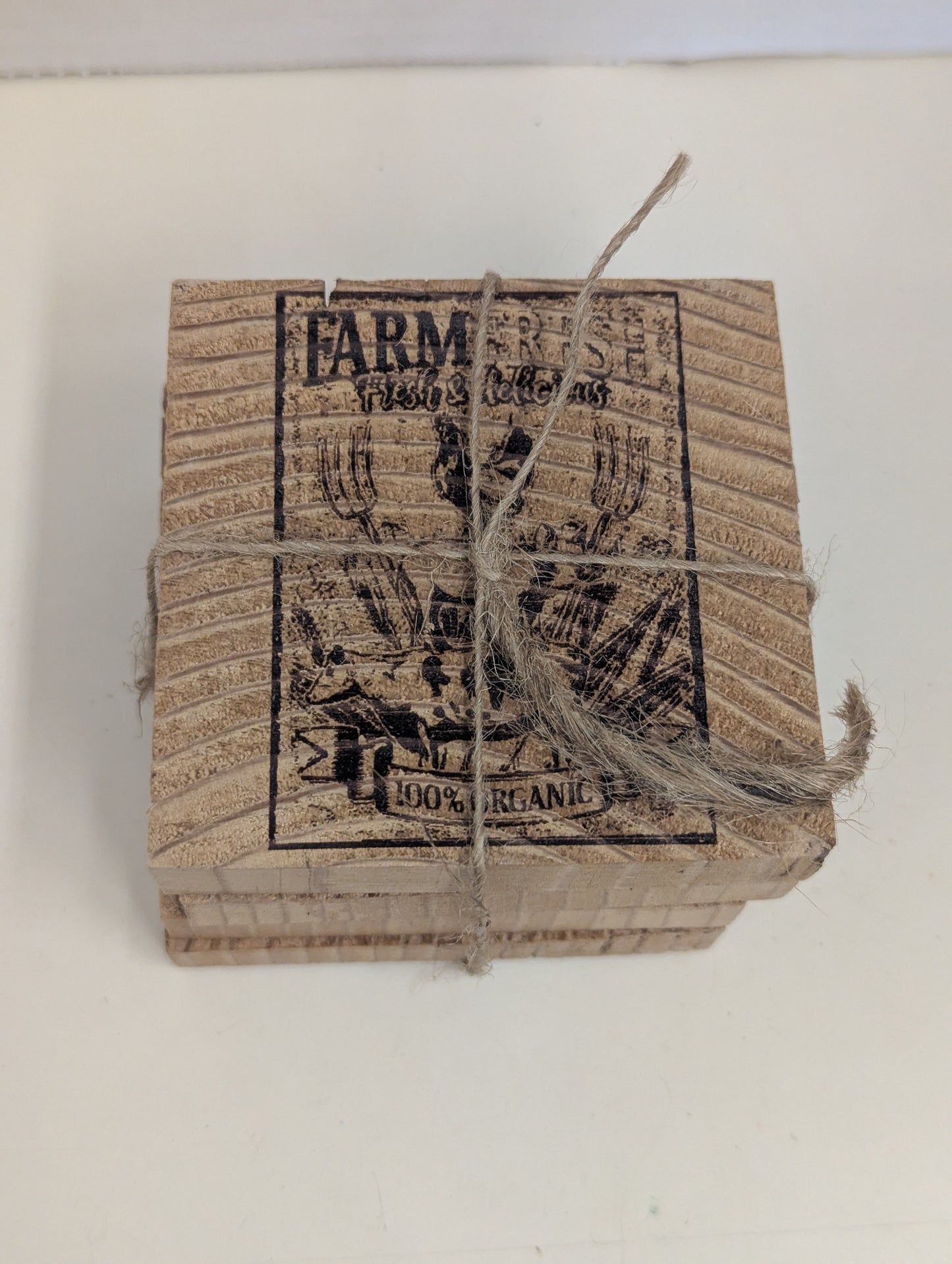 Homestead county wood etch cup coasters