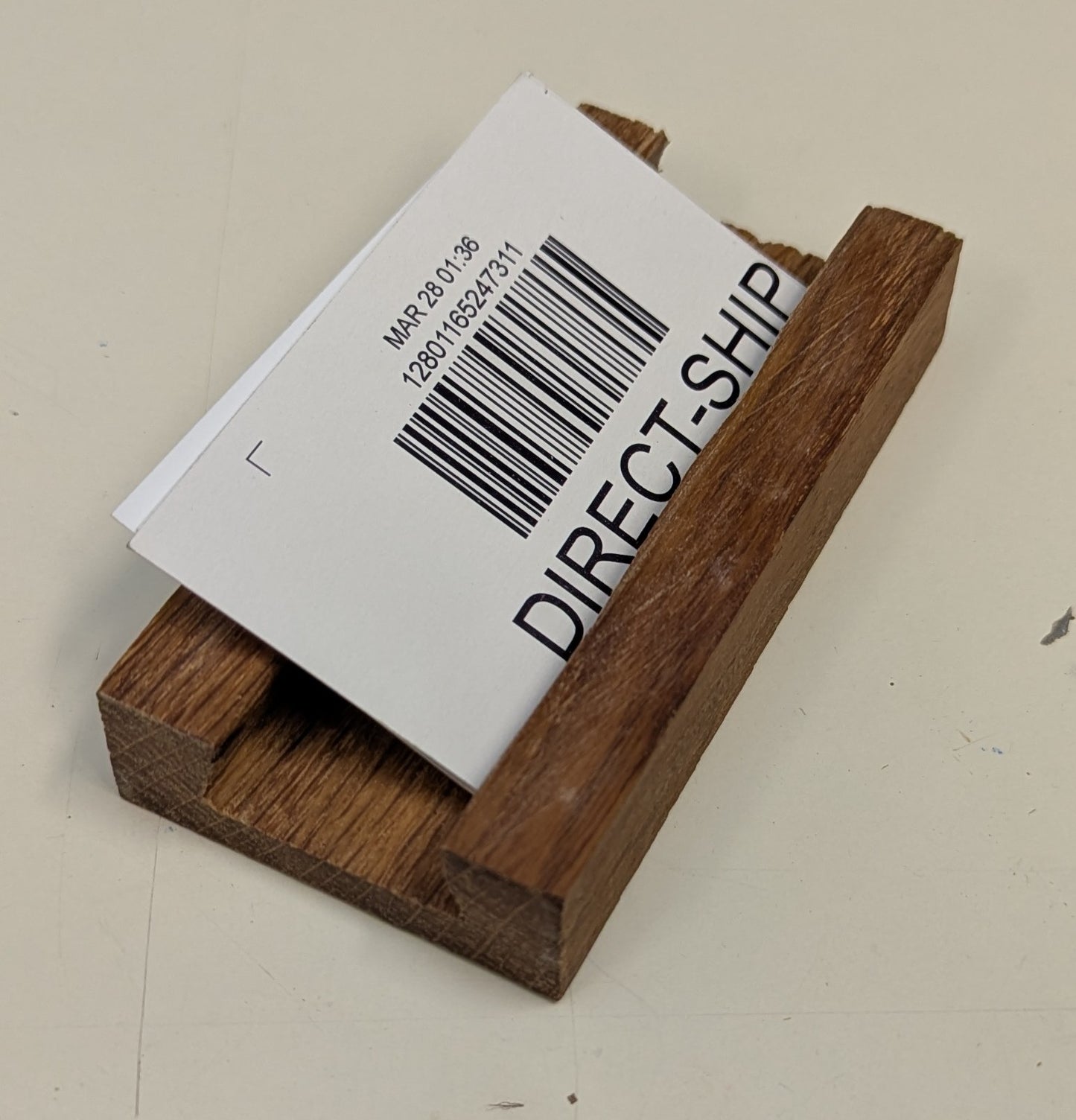 large wood business card holder