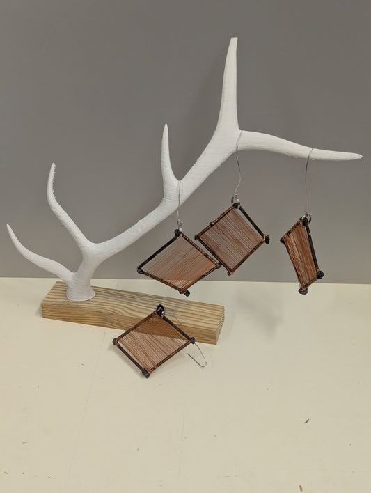 Christmas ornament steel rustic square/copper wire wrap