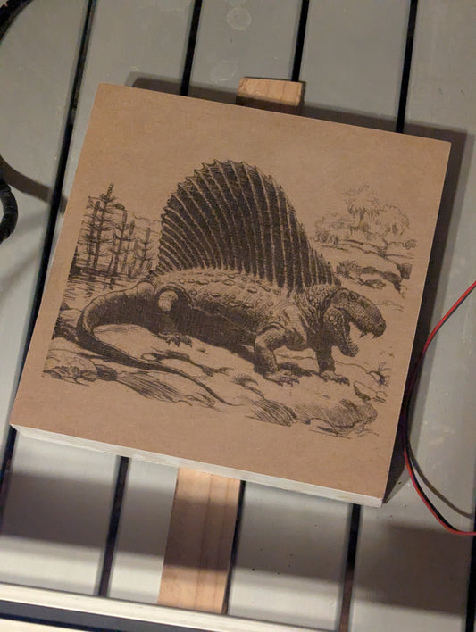 wood burn wall decor dinosaur