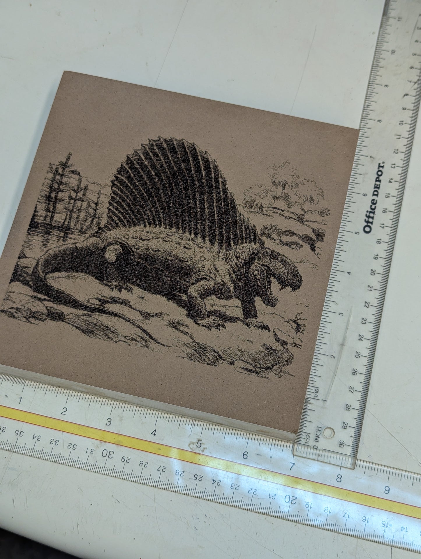 wood burn wall decor dinosaur