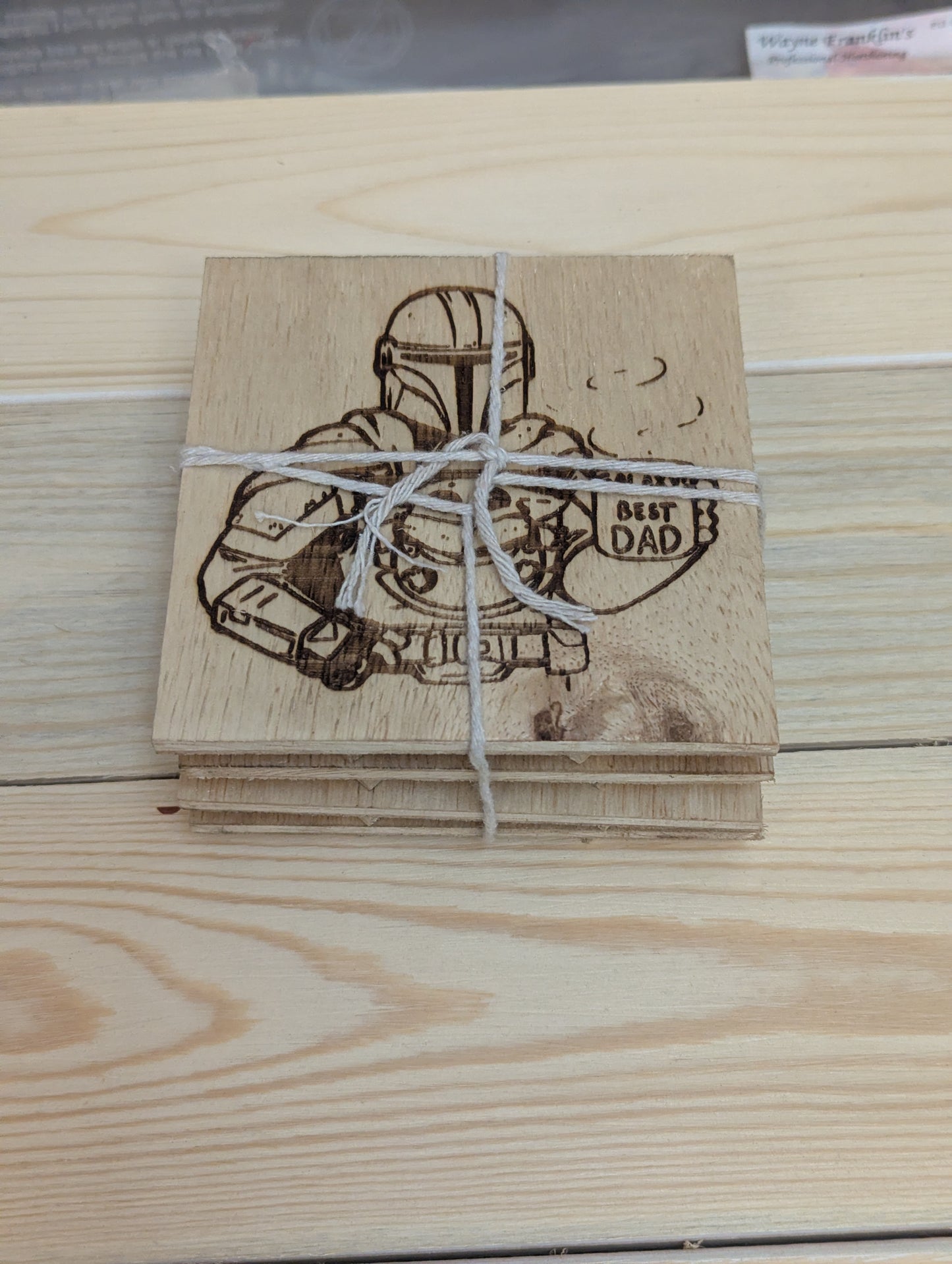 4 piece coaster mandalorian #1 dad