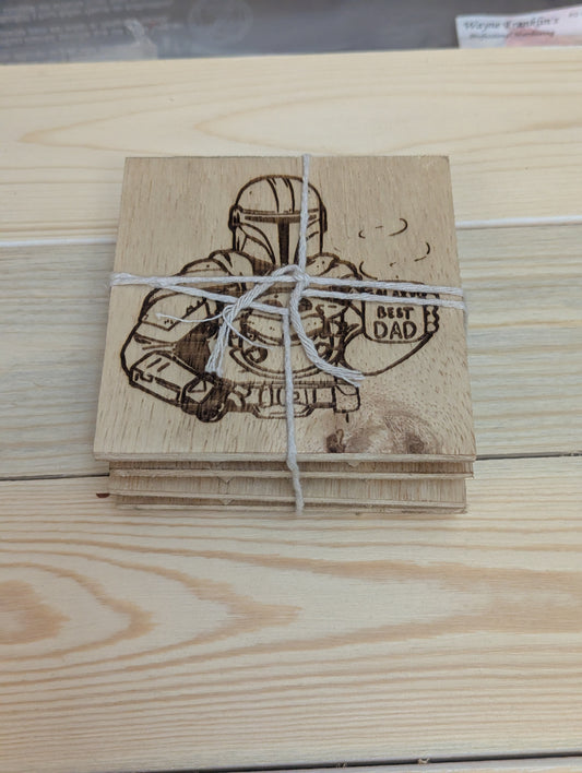 4 piece coaster mandalorian #1 dad