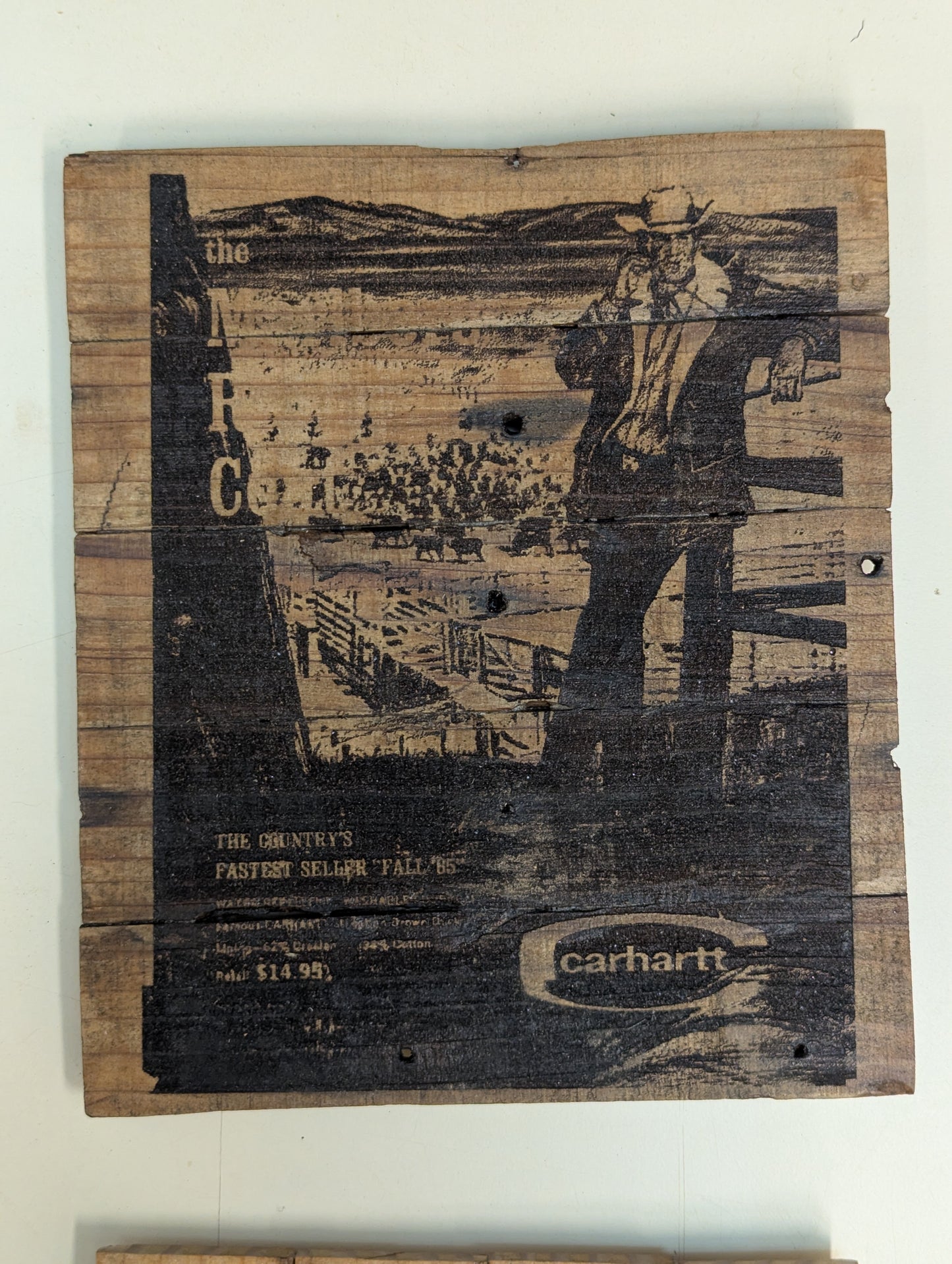 wood burn country theme hot pad