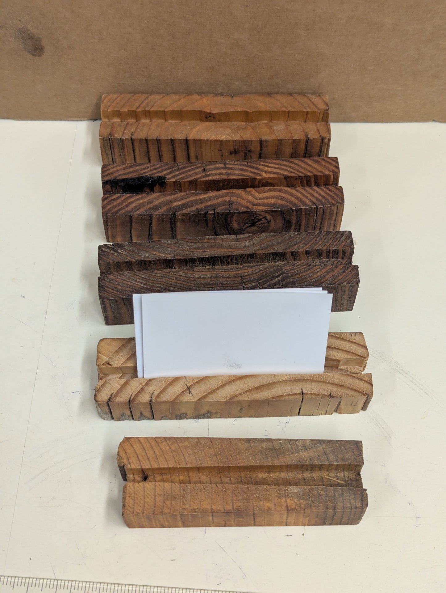 Extended wood business card holder