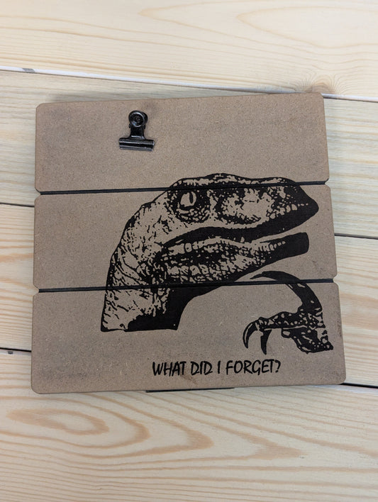 Wood burn raptor meme don't forget