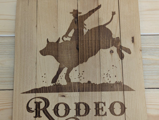 Wood burn rodeo theme