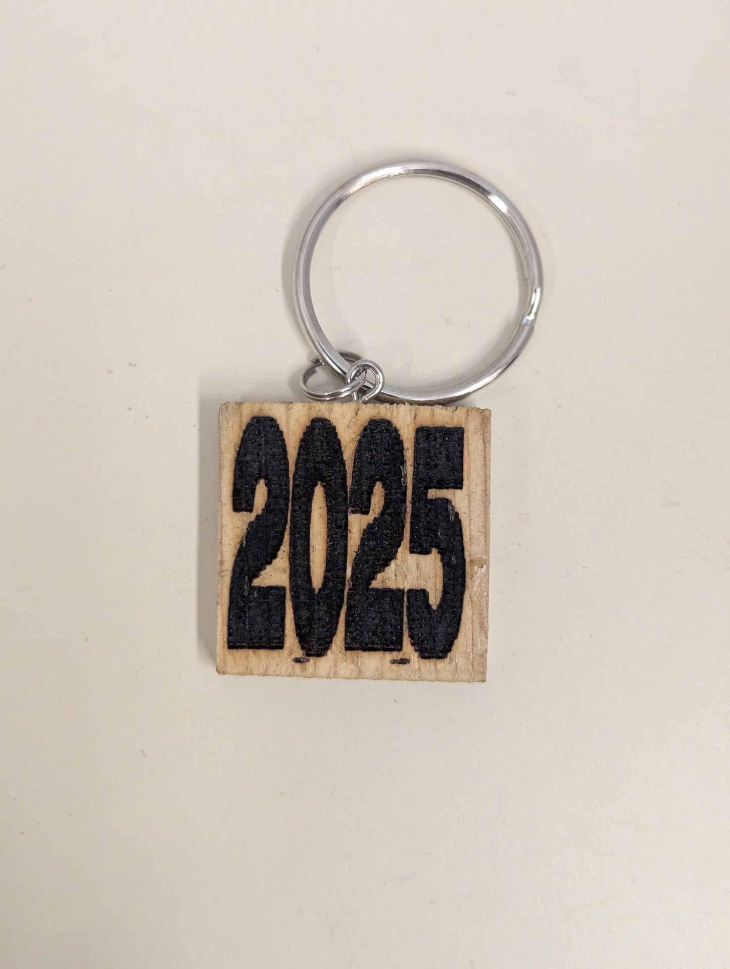 Wood etched 2025 key chain