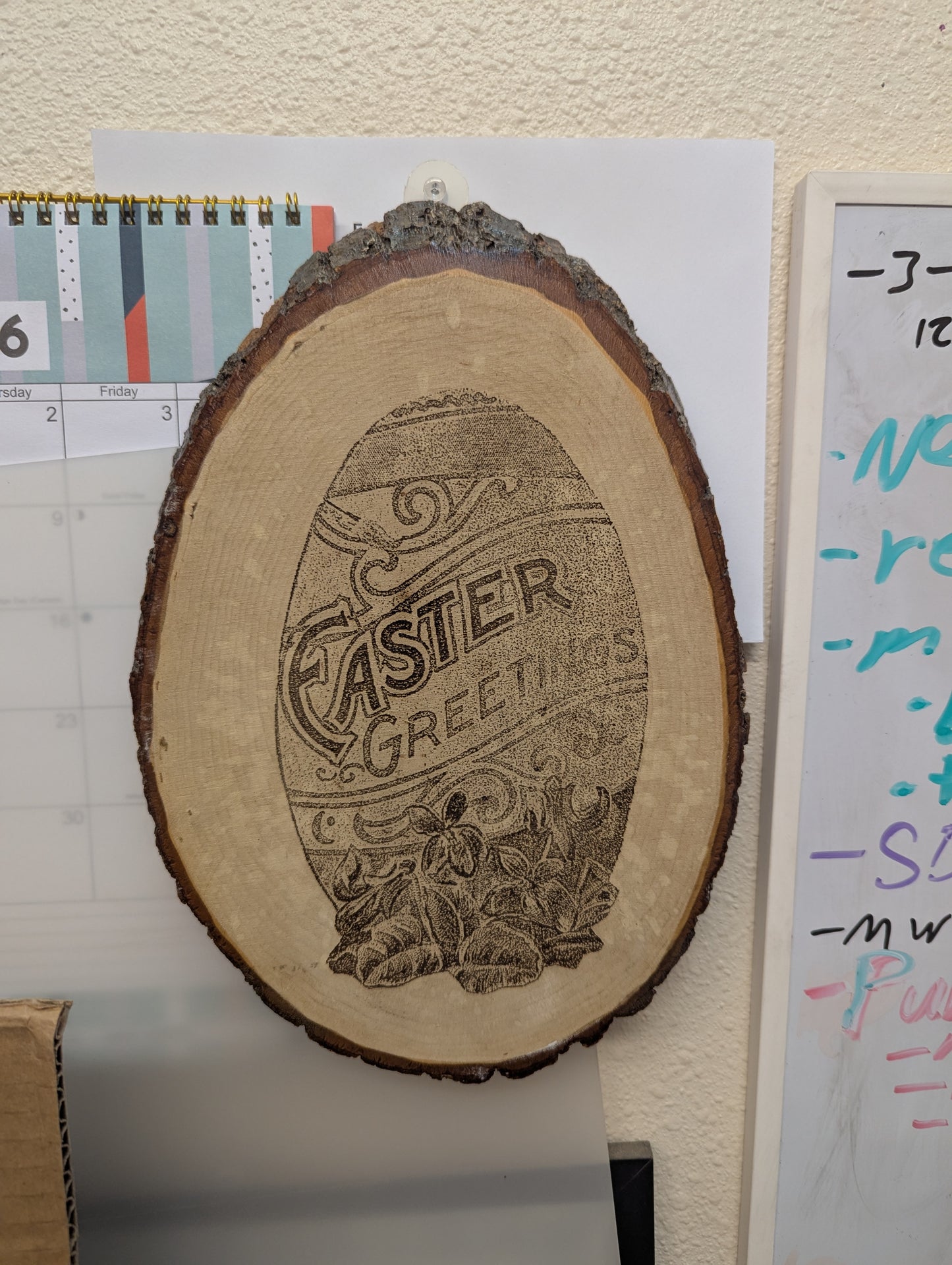 Wood burn Easter greeting theme