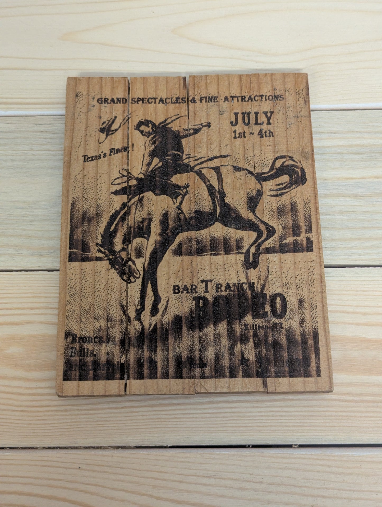 Wood burning brunc riding western