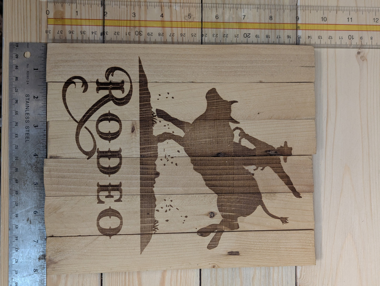 Wood burn rodeo theme