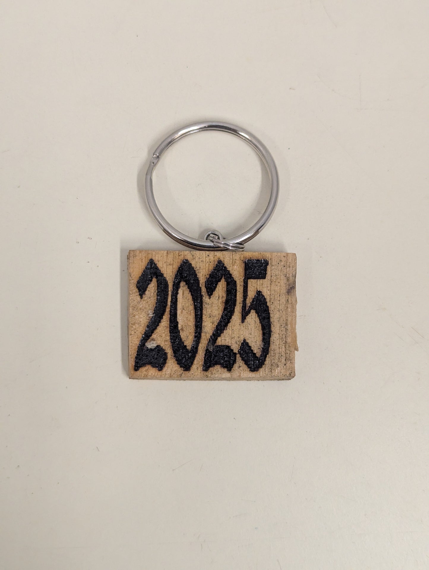 Wood etched 2025 key chain