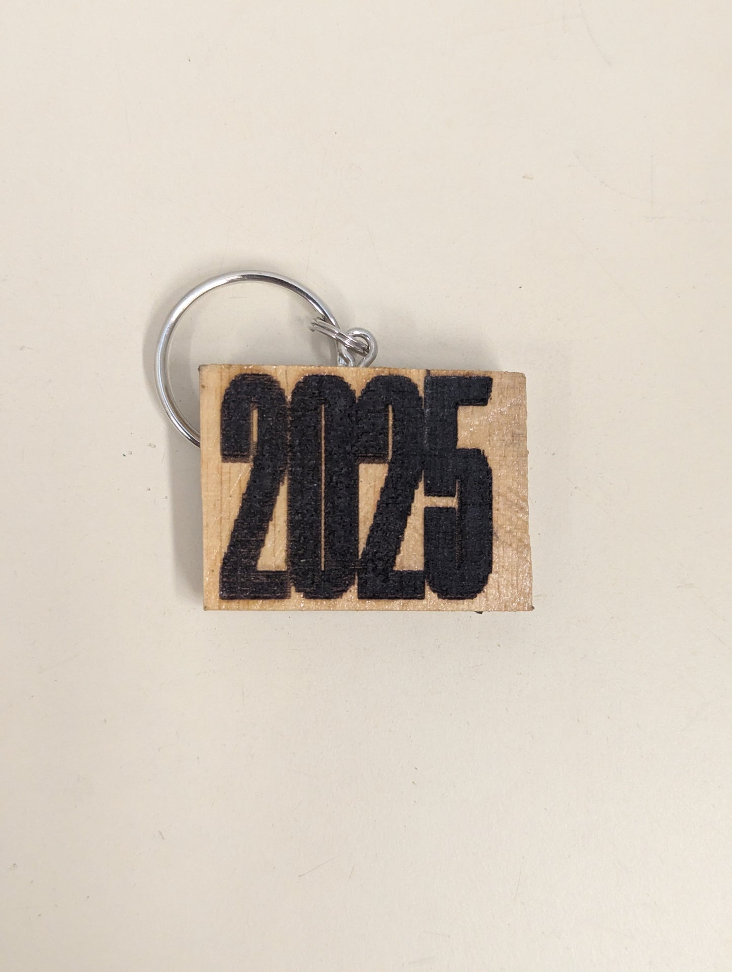 Wood etched 2025 key chain