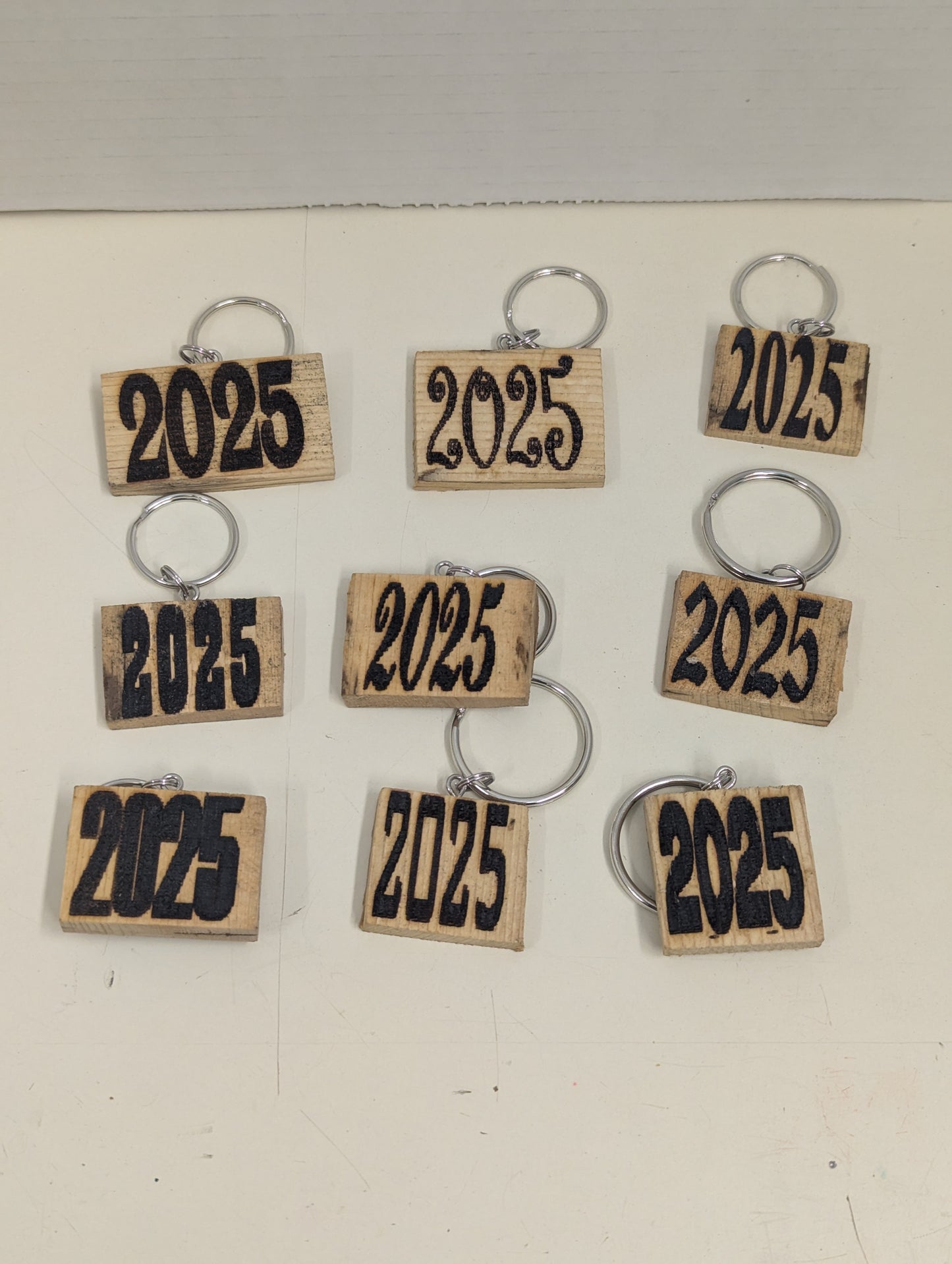 Wood etched 2025 key chain