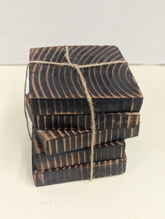 Burnt chard cup coasters