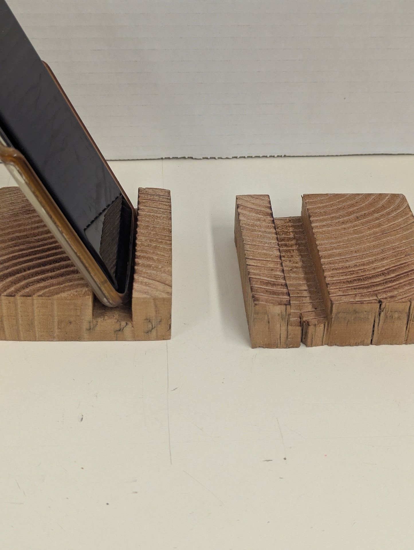 Wood phone stand light burn