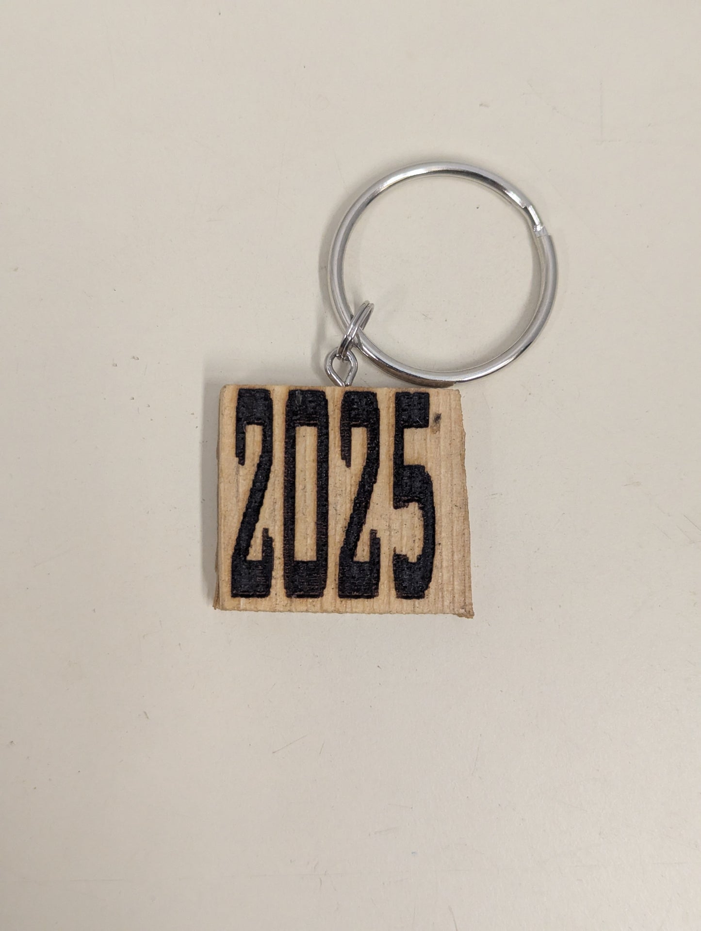 Wood etched 2025 key chain
