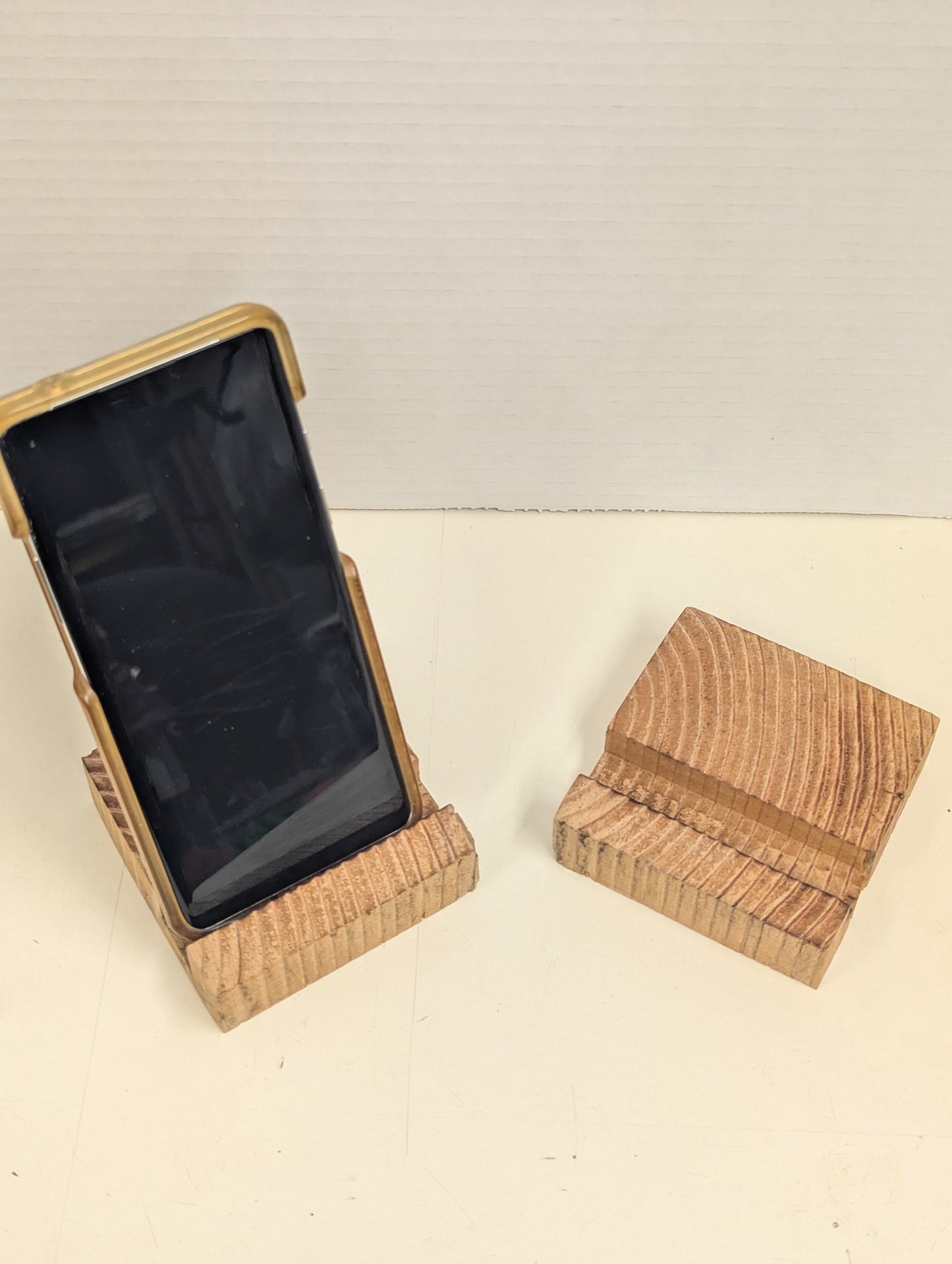 Wood phone stand light burn