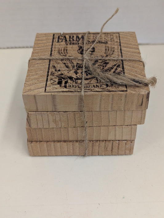 Homestead county wood etch cup coasters