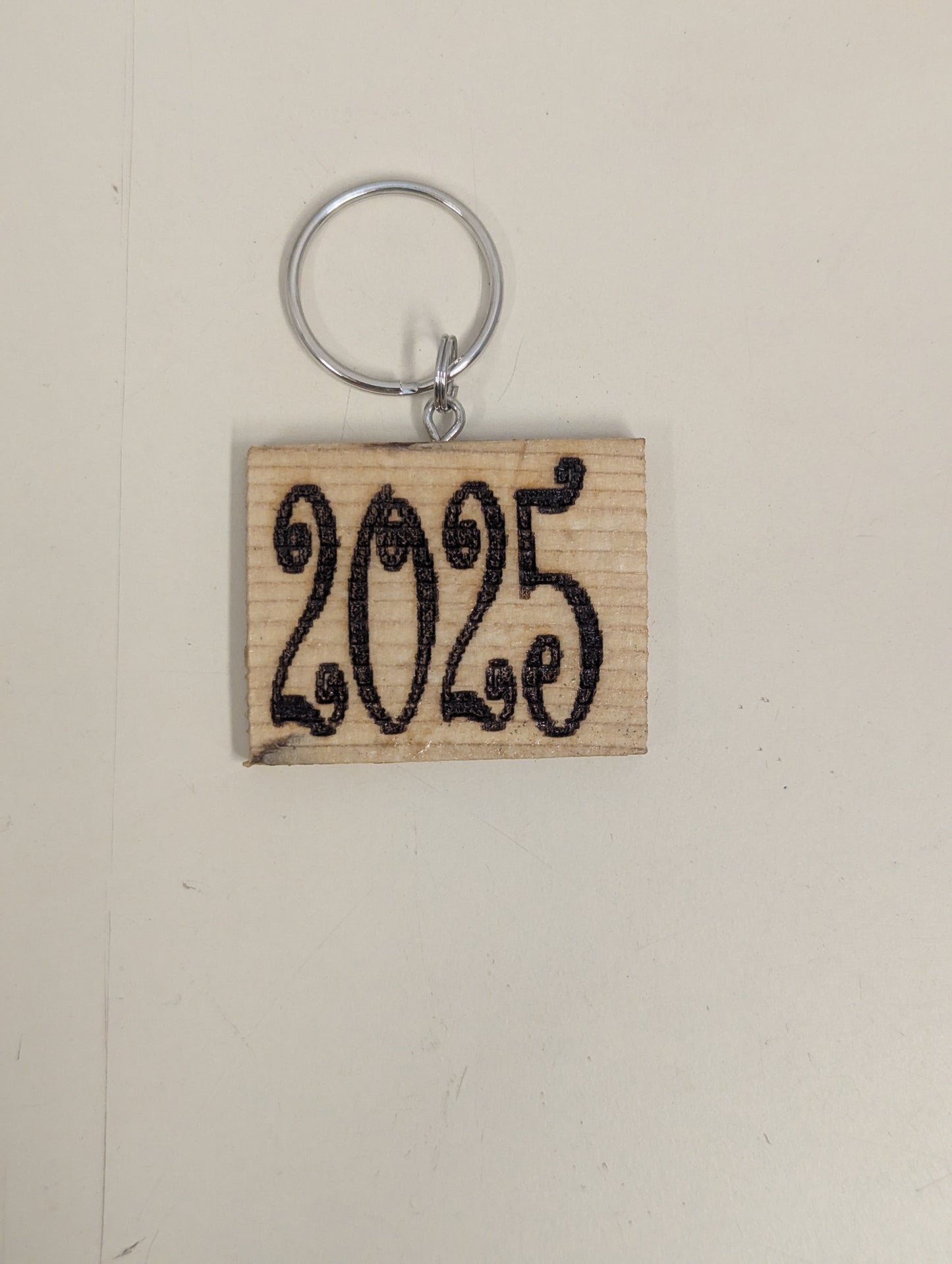 Wood etched 2025 key chain