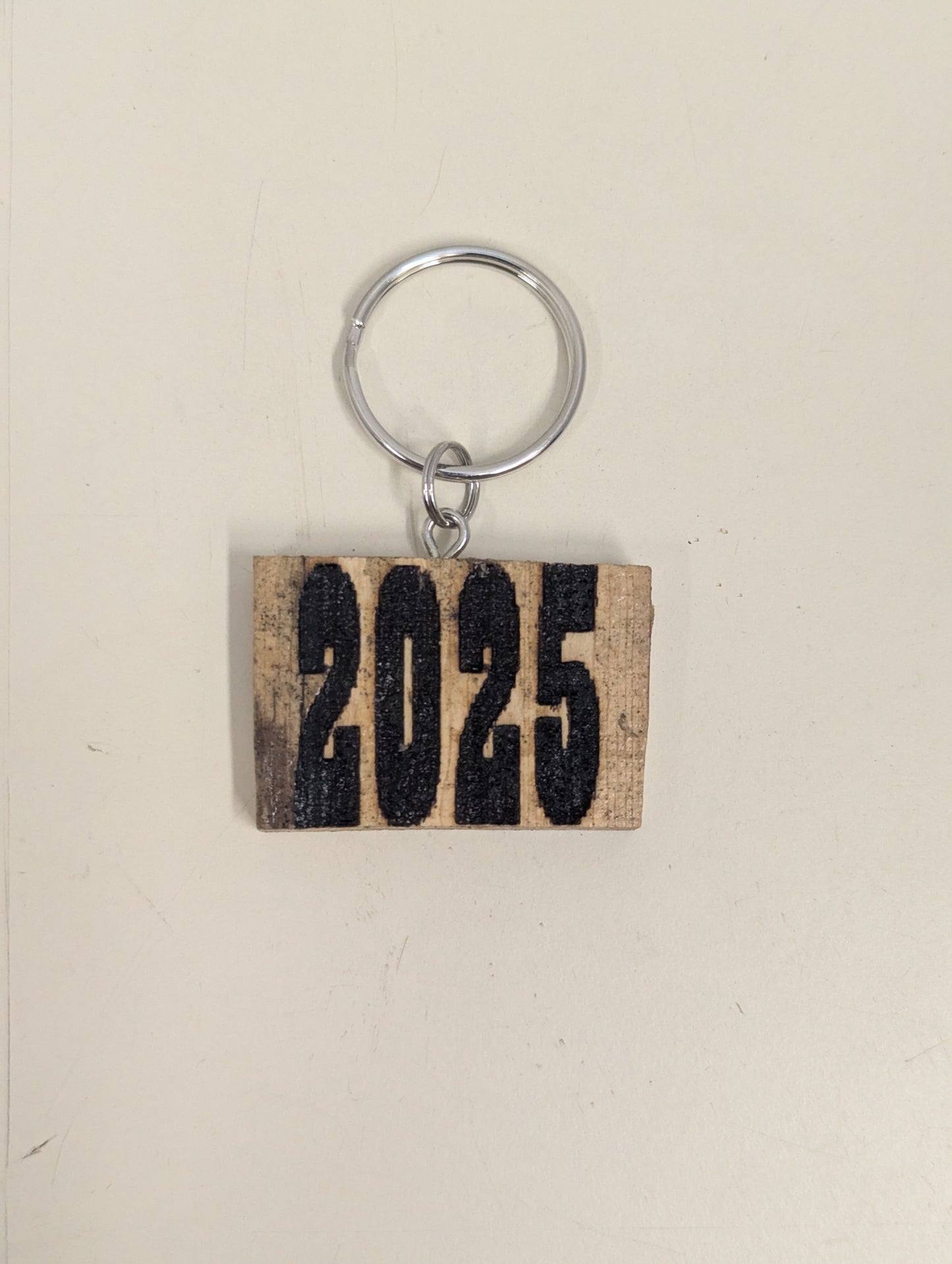 Wood etched 2025 key chain
