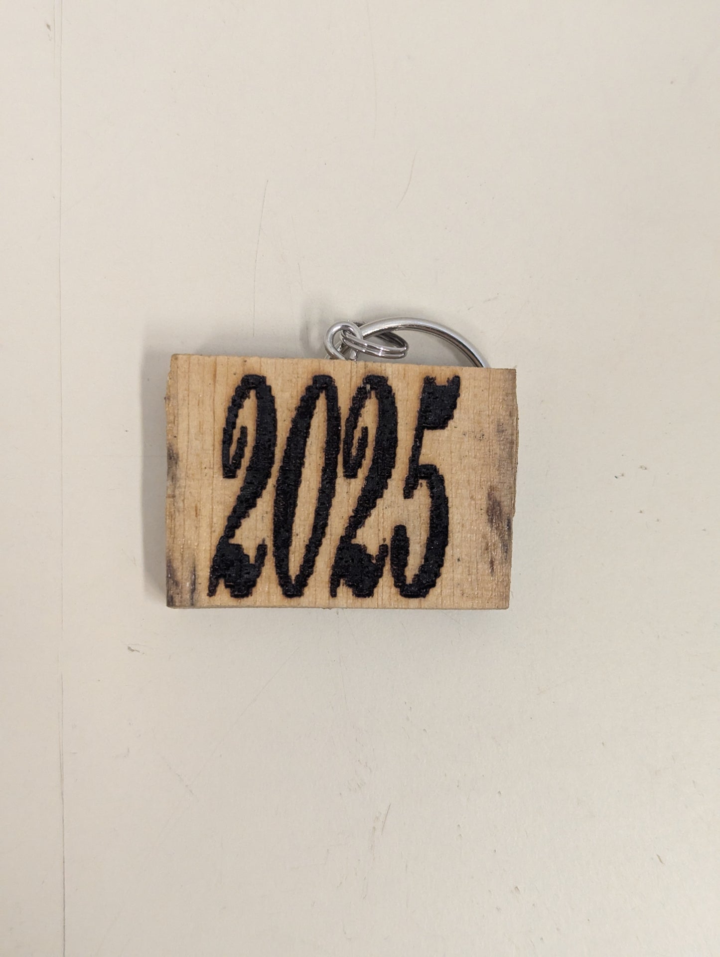 Wood etched 2025 key chain