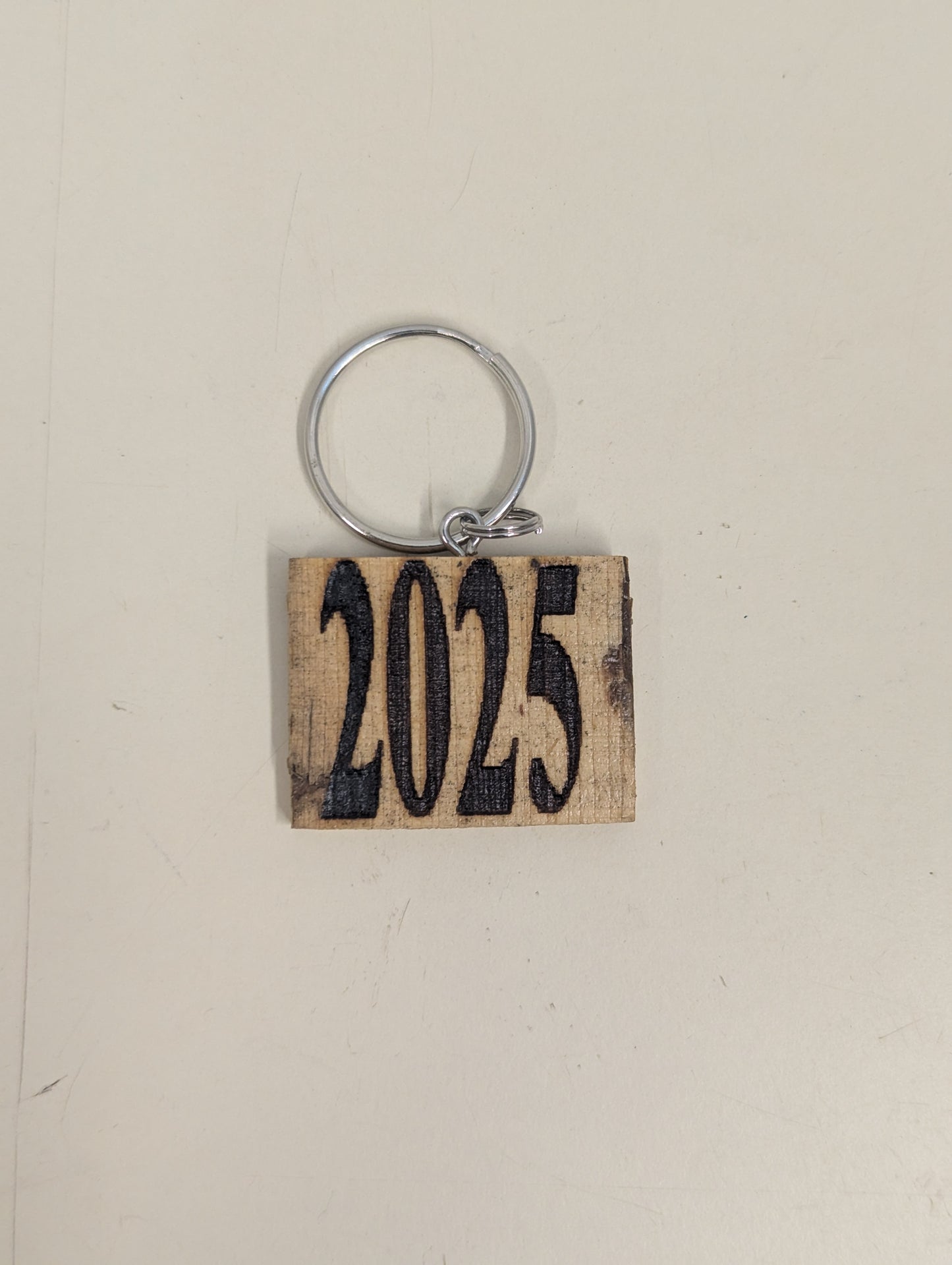 Wood etched 2025 key chain
