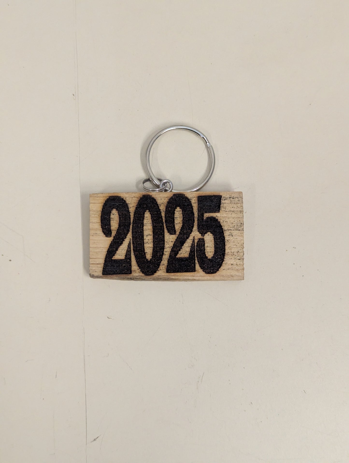 Wood etched 2025 key chain