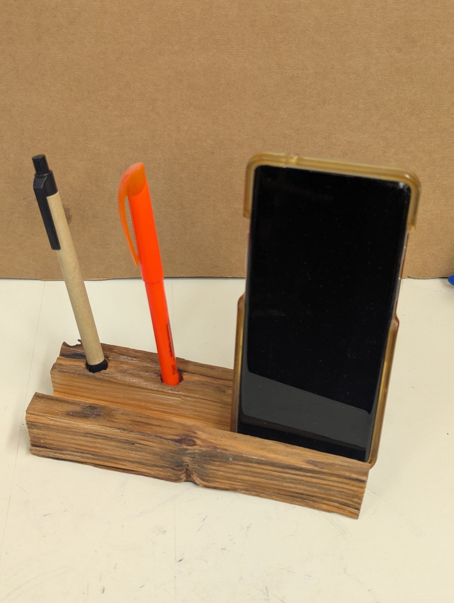 Pens and phone wood holder